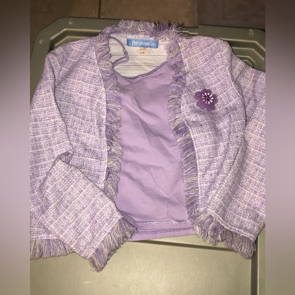 New Periscope Lavender Dress Jacket & Greendog Matching Tank Top size 8-10